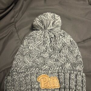Pitt Gray Knit Beanie with Pom Pom